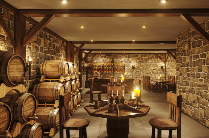 Hầm Bảo quản rượu trong thùng gỗ sồi