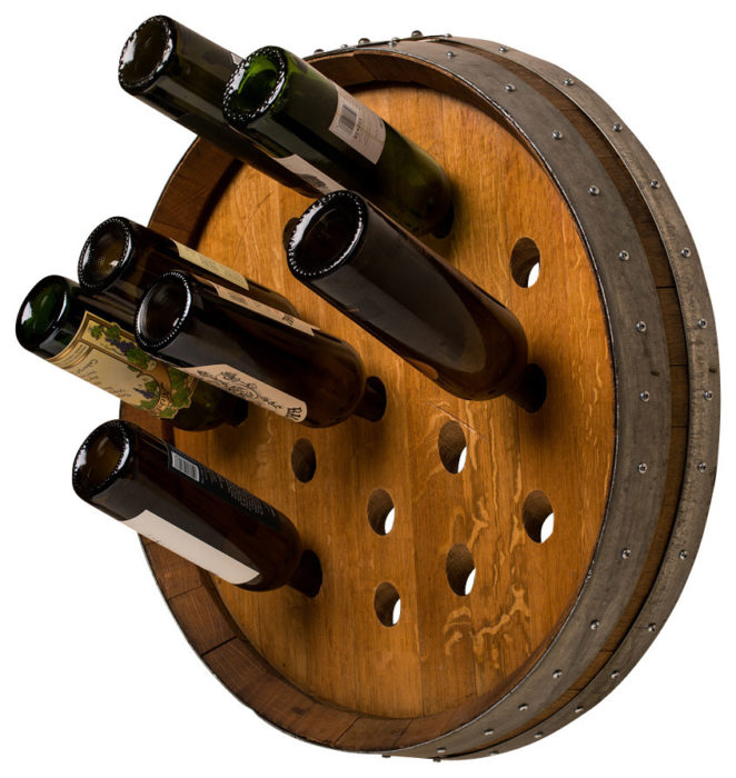 giá đựng rượu làm từ thùng rượu gỗ sồi cũ tái chế