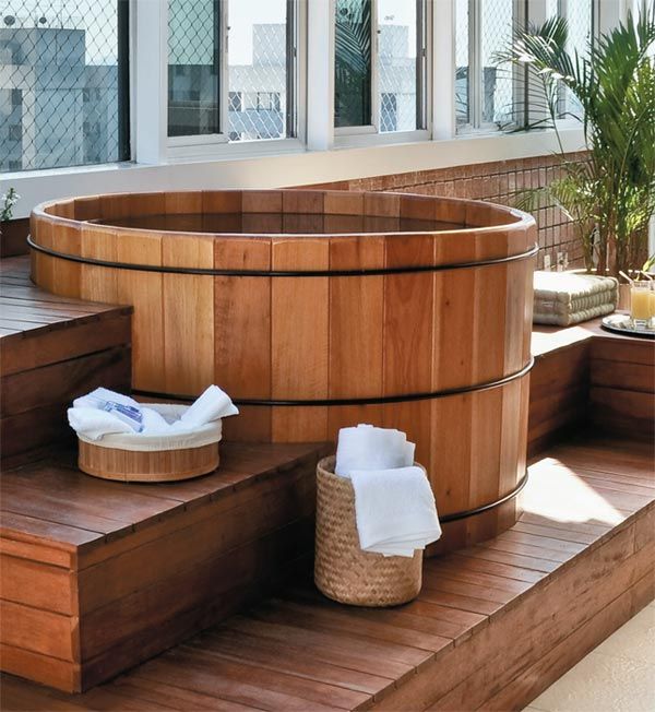 bồn tắm gỗ dáng tròn kích thước lớn cao cấp 